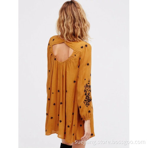 Women Casual Embroidered Dress